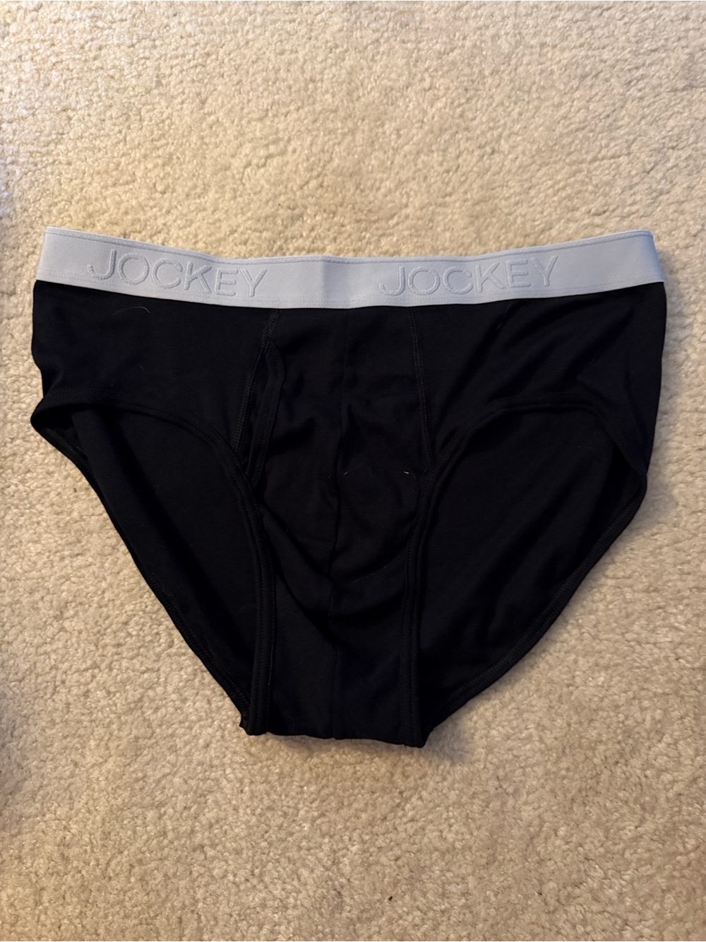 Jockey Men’s Black Briefs with Light Gray Waistband large NWOT